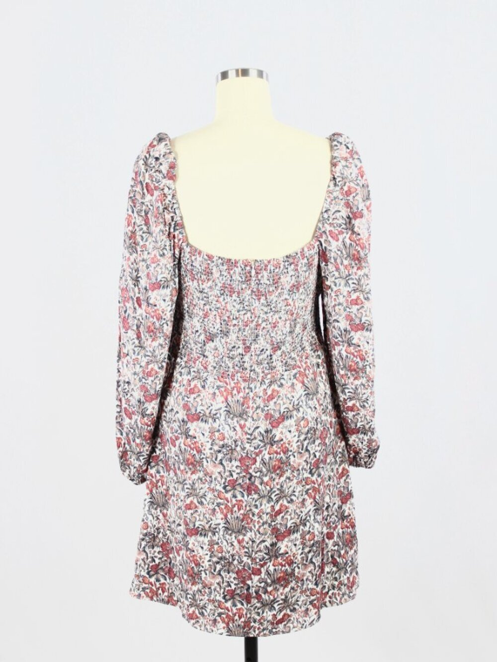 Aritzia SUNDAY BEST Arden Floral Crepe Square Neck Smocked Mini Dress, Size L - Picture 3 of 15